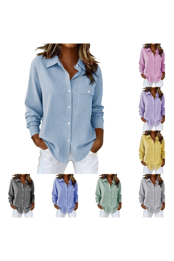 Women's Button Up Shirt Blouse Tops Long Sleeve Collar Office Work Shirt with Chest Pocket Fashionable Solid Color Professional Desk to Dinner Attire Modern Chic | CSEONE,Black L
