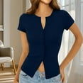 thumbnail image 1 of Women's Button Down Shirt Cap Sleeve Tops for Women Button Down Up Shirts Lightweight Regular Length Cardigan Fall Tops Ribbed Knit Slim Fit Casual Y2K Crop Going Out Top, 1 of 8