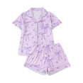 thumbnail image 1 of Women's Button Short Sleeve Shorts Set Thin Soft Polyester Cotton Casual Loungewear Pajama, 1 of 8