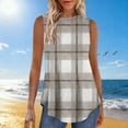 thumbnail image 1 of Women's Button Up Casual Loose Fit Round Neck Sleeveless Printed Tank Top For Summer, 1 of 6