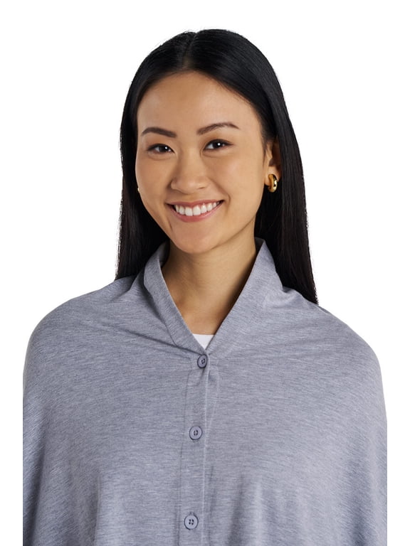 Women's Button-Up Convertible Wrap - UPF 50+ Sun Protection - Revilla in Grey Heather