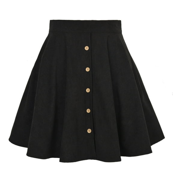 cfhntfmh Women's Button Up Flare A-Line Corduroy Skater Mini Skirt High Waist Pleated Short Skirts for Women Skirts for Women