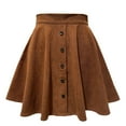 thumbnail image 1 of Women's Button Up Flare A-Line Corduroy Skater Mini Skirt High Waist Pleated Short Skirts for Women, 1 of 5