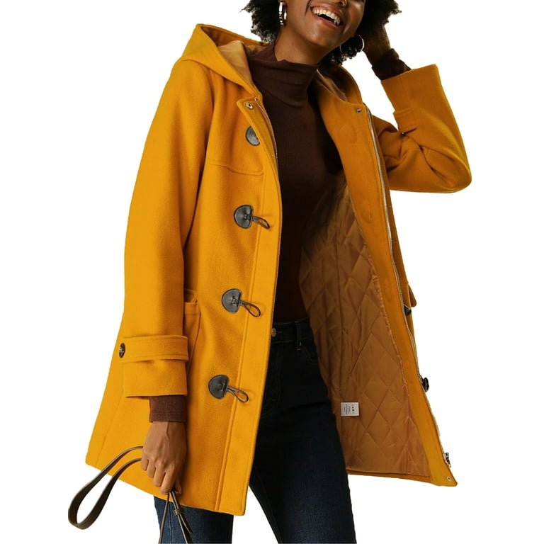Women s Button Up Hooded Toggle Winter Coat Outwear Walmart