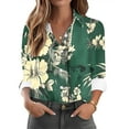 thumbnail image 1 of Women's Button-Up Long Sleeve Shirts Fashion Floral Print Dressy Blouses Casual Turndown Collar Shirt Loose Tops Spring Summer Outdoor,Beach,Vacation Top 12#Multicolor 3XL, 1 of 6
