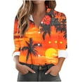thumbnail image 1 of Women's Button-Up Long Sleeve Shirts Fashion Floral Print Dressy Blouses Casual Turndown Collar Shirt Loose Tops Spring Summer Outdoor,Beach,Vacation Top 09#Multicolor XXL, 1 of 6