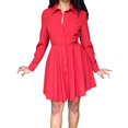 thumbnail image 1 of Women's Button Up Long Sleeve Solid Color Slim Fit Shirt Dress, 1 of 2