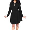 thumbnail image 1 of Women's Button Up Long Sleeve Solid Color Slim Fit Shirt Dress, 1 of 2