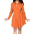 thumbnail image 1 of Women's Button Up Long Sleeve Solid Color Slim Fit Shirt Dress, 1 of 2