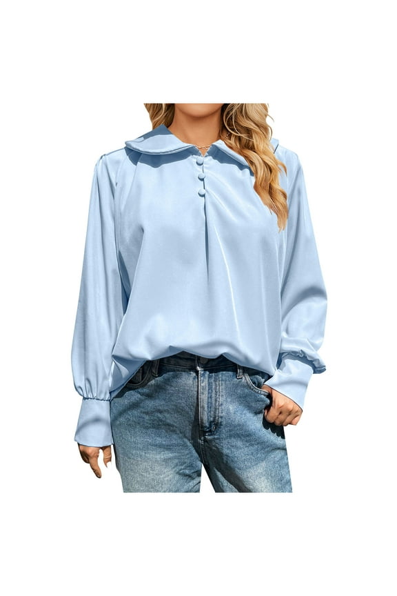 Women's Button Up Shirt Dressy Business Casual Career Cute Collared Long Sleeve Work Office Blouse