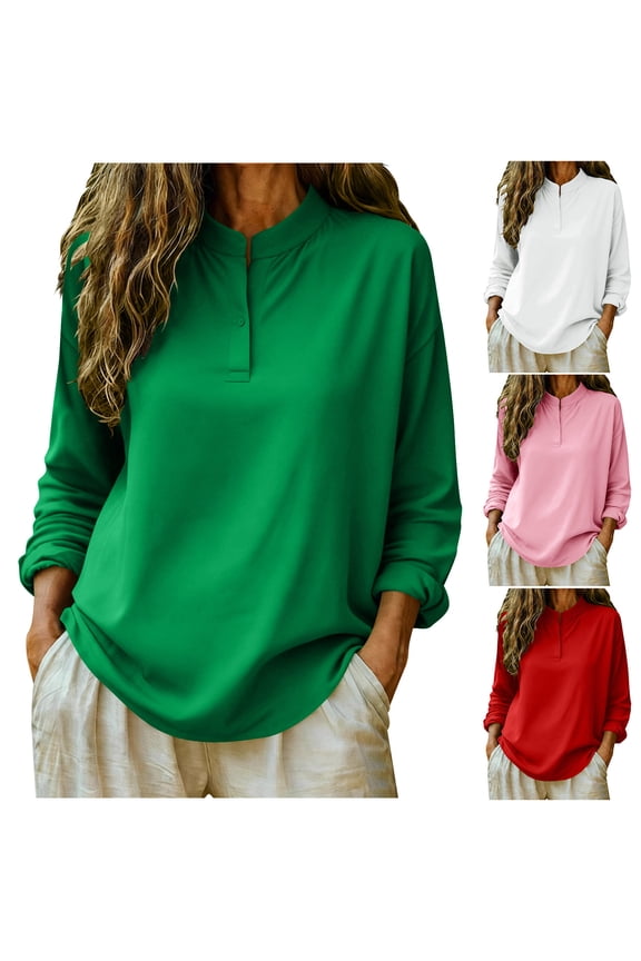 Women's Button Up Shirt Long Sleeve Solid Color Blouse Top Loose Fit Casual Elegant Office Work Professional Business Attire | CSEONE,Green XL