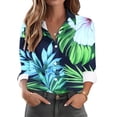 thumbnail image 1 of Women's Button-Up Shirts Fashion Floral Print Dressy Blouses Casual Turndown Collar Shirt Long Sleeve Loose Work Tops Spring Summer Outdoor,Beach,Vacation Top 08#Multicolor XXL, 1 of 6