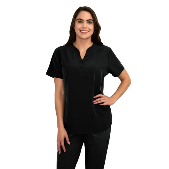 Women's Button V-Neck Scrub Top Medical Nursing JDM Uniforms