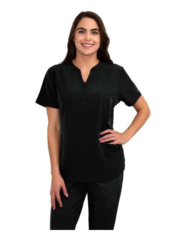 Women's Button V-Neck Scrub Top Medical Nursing JDM Uniforms