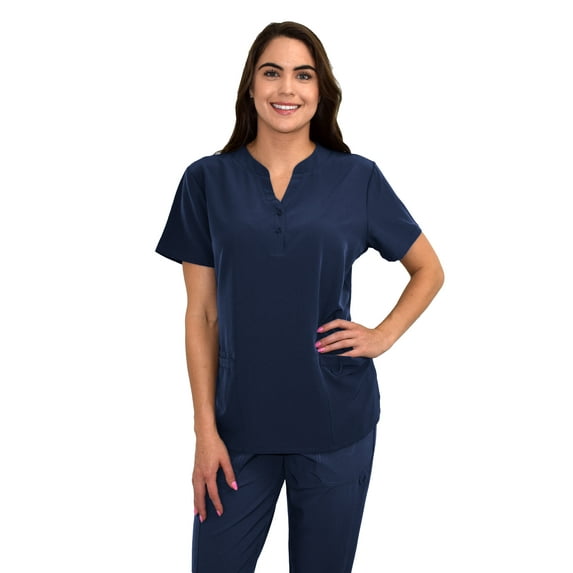 Women's Button V-Neck Scrub Top Medical Nursing JDM Uniforms