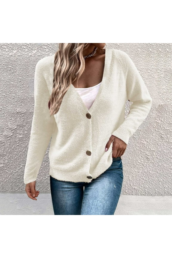 Women's Buttoned Cardigan Knit Sweater Coat Long Rain Coats for Women plus Size Extra Long Winter Coats Long Cardigan Women Thick Cardigan Long Girls Winter Jacket Fashion Coats for Women Long