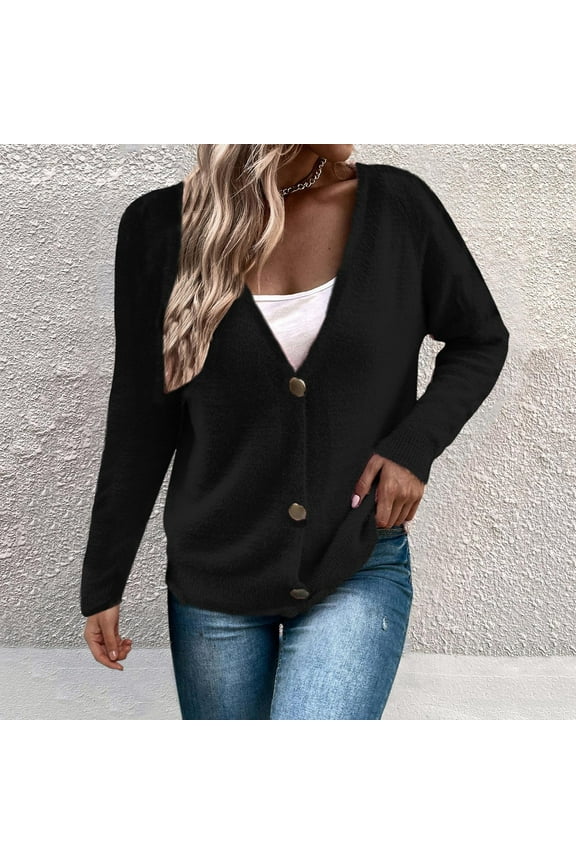 Women's Buttoned Cardigan Knit Sweater Coat Women Maternity Coat Hooded Vest Rain Coat Long for Women with Hood Long Knit Sweaters for Women Button Cardigan with Pockets Women's plus Jacket