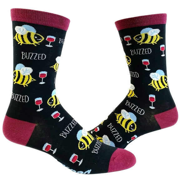 Women's Buzzed Socks Funny Bumble Bee Drinking Party Graphic Novelty Footwear