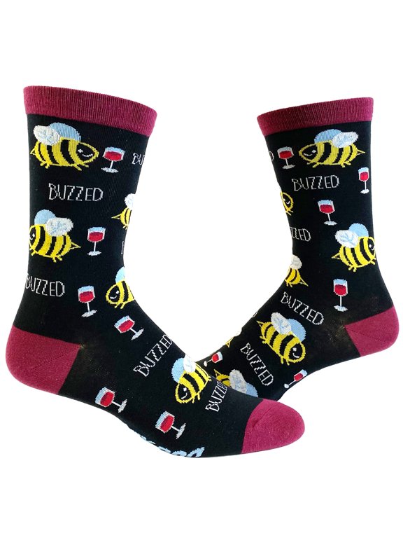 Women's Buzzed Socks Funny Bumble Bee Drinking Party Graphic Novelty Footwear