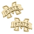 thumbnail image 1 of Women's CANVAS Style Mississippi State Bulldogs 24K Gold Plated Stud Earrings, 1 of 1