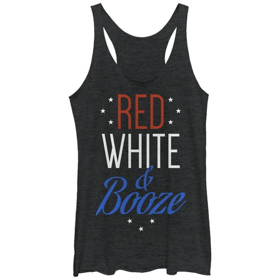 Women's CHIN UP 4th of July and Booze  Racerback Tank Top Black Heather Large