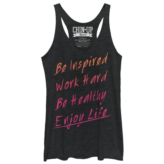 Women's CHIN UP Be Inspired  Racerback Tank Top Black Heather Medium