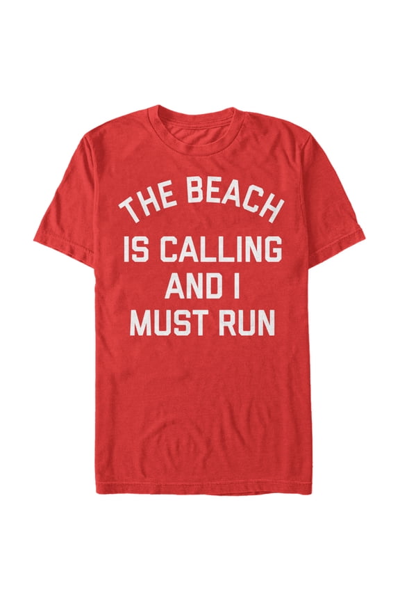 Women's CHIN UP Beach Calling Must Run Boyfriend Graphic Tee Red Medium