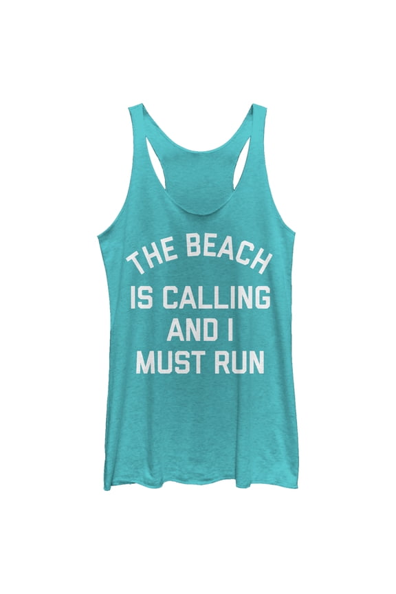 Women's CHIN UP Beach Calling Must Run Racerback Tank Top Tahiti Blue Small