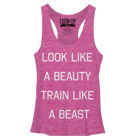 Women's CHIN UP Beast  Racerback Tank Top Pink Heather Medium