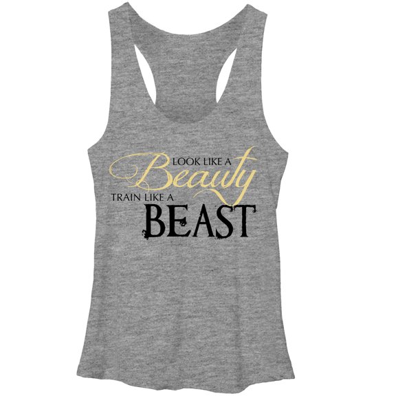 Women's CHIN UP Beautiful Beast Racerback Tank Top Gray Heather Medium