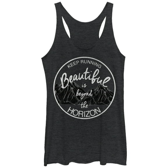 Women's CHIN UP Beautiful Beyond Horizon Racerback Tank Top Black Heather Medium