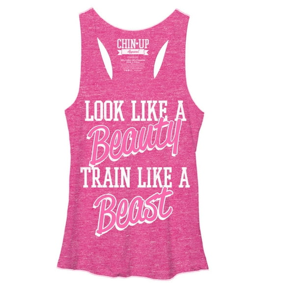 Women's CHIN UP Beauty Racerback Tank Top Pink Heather X Large