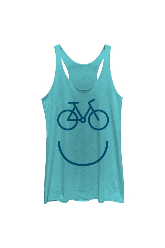Women's CHIN UP Bike Smile Racerback Tank Top Tahiti Blue Small