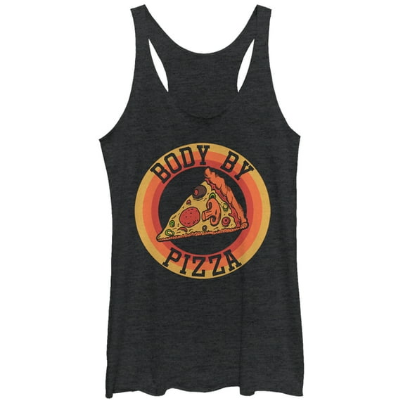 Women's CHIN UP Body By Pizza Racerback Tank Top Black Heather X Large