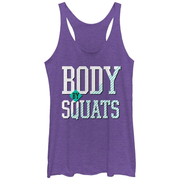 Women's CHIN UP Body By Squats Racerback Tank Top Purple Heather X Large