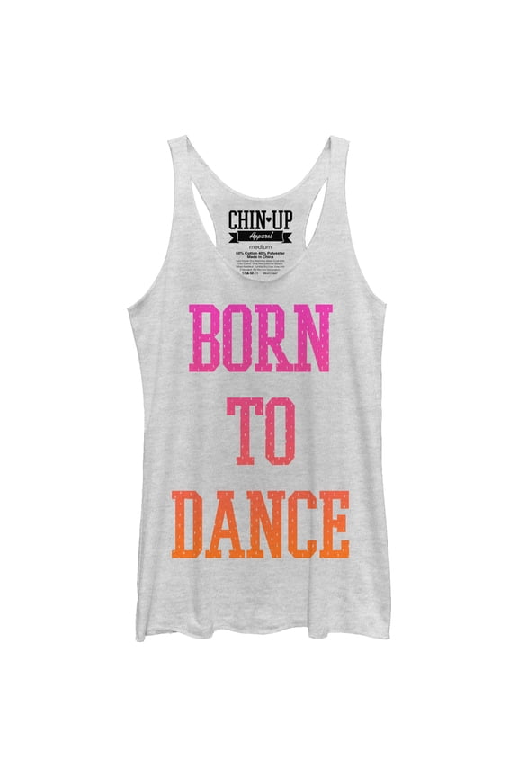 Women's CHIN UP Born to Dance Racerback Tank Top White Heather Medium
