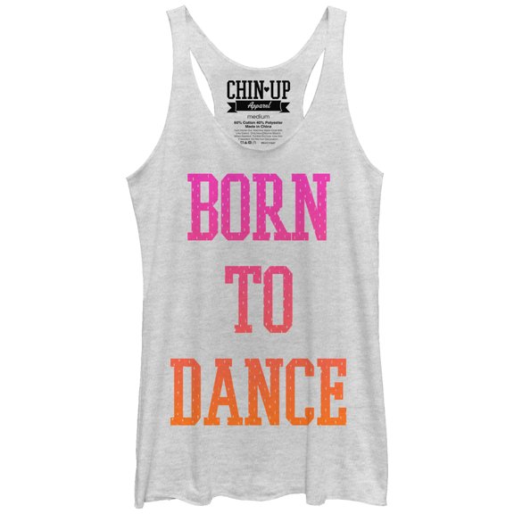 Women's CHIN UP Born to Dance Racerback Tank Top White Heather X Large