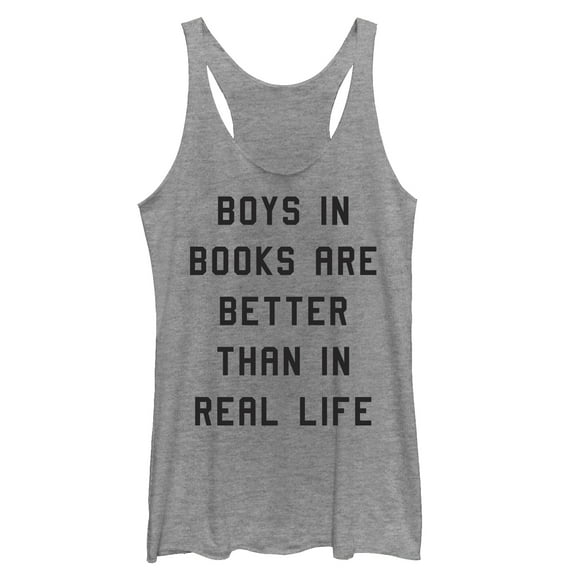 Women's CHIN UP Boys in Books Are Better  Racerback Tank Top Gray Heather Small