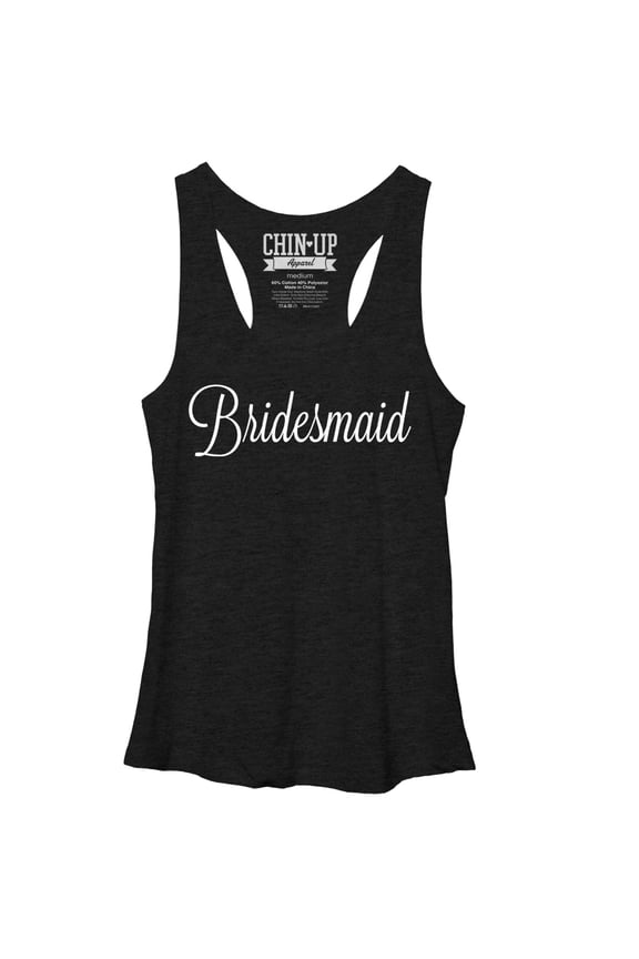 Women's CHIN UP Bridesmaid  Racerback Tank Top Black Heather Small