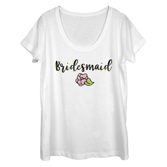 Women's CHIN UP Bridesmaid Title Scoop Neck White Medium