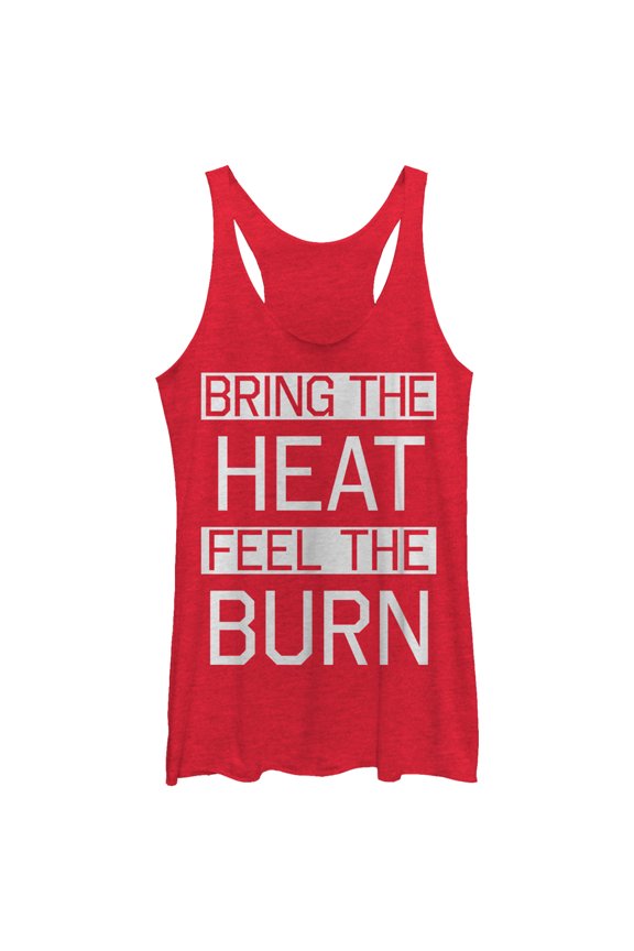 Women's CHIN UP Bring Heat Feel Burn Racerback Tank Top Red Heather Large