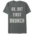 thumbnail image 1 of Women's CHIN UP Brunch First  Boyfriend Graphic Tee Charcoal Heather Large, 1 of 4