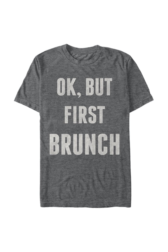 Women's CHIN UP Brunch First  Boyfriend Graphic Tee Charcoal Heather Medium