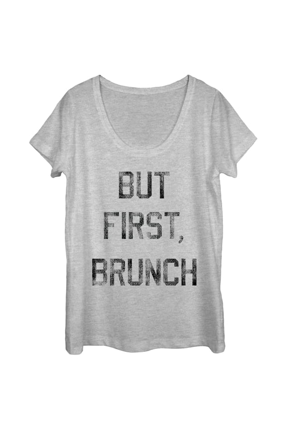 Women's CHIN UP But First Brunch Scoop Neck Athletic Heather 2X Large