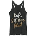 thumbnail image 1 of Women's CHIN UP Cafe S'il Vous Plait  Racerback Tank Top Black Heather X Large, 1 of 3