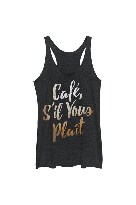 Women's CHIN UP Cafe S'il Vous Plait Racerback Tank Top Black Heather X Large