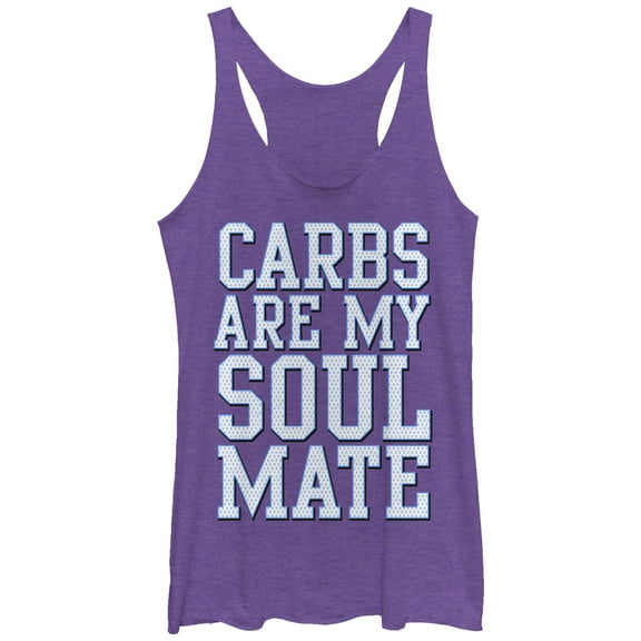 Women's CHIN UP Carbs Are My Soulmate Racerback Tank Top Purple Heather Medium