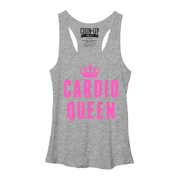 Women's CHIN UP Cardio Queen  Racerback Tank Top Gray Heather Small
