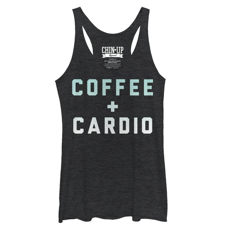 Women's CHIN UP Cardio and Coffee Racerback Tank Top Black Heather