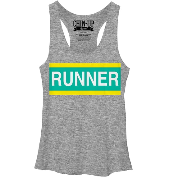 Women's CHIN UP Champion Runner Racerback Tank Top Gray Heather Large